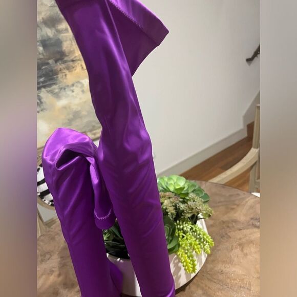 Aquazurra Satin over the knee boots size 38 (US size 7.5) NWT - Picture 6 of 16